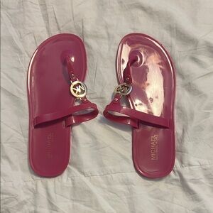 Michael Kors Fuchsia Jelly Sandals with Gold Hardware